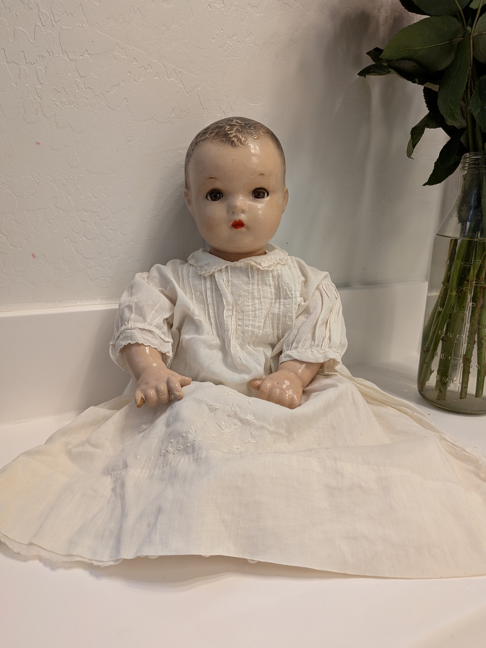 Vintage Princess Beatrix Composition Baby Doll Sleep Eyes Molded Hair Antique